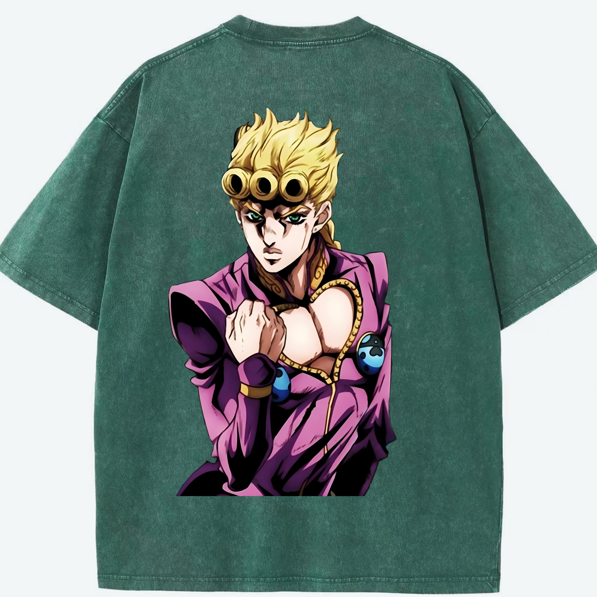 （画像用） ジョジョの奇妙な冒険 ジョルノ?ジョバァーナ JoJo's Bizarre Adventure Giorno Giovanna 綿100% ヴィンテージ風 半袖Tシャツ（背面プリント）